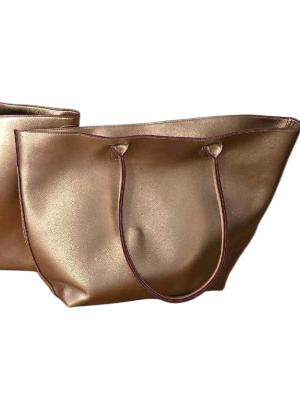 New Bath And Body Metallic Bronze Tote Bag with Double Shoulder Straps